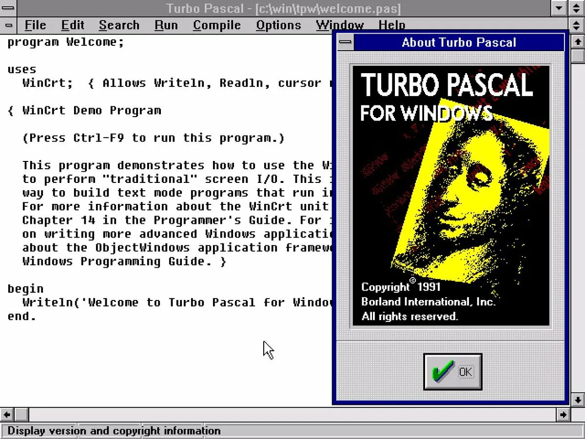 Pascal windows 7. Борланд паскаль. turbo pascal 7. turbo (borland) pascal. for в паскале.