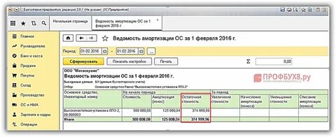 Амортизация в 8.3