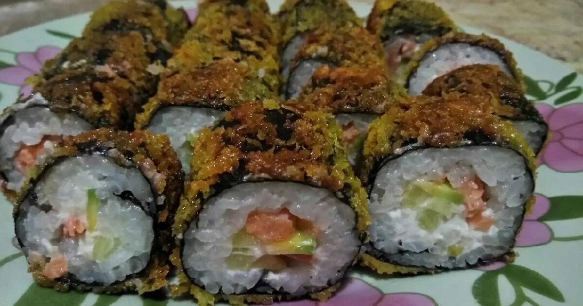 как сделать домашние роллы жареные. как сделать домашние роллы жареные. темпура роллы. камакура темпура. панировка панко.