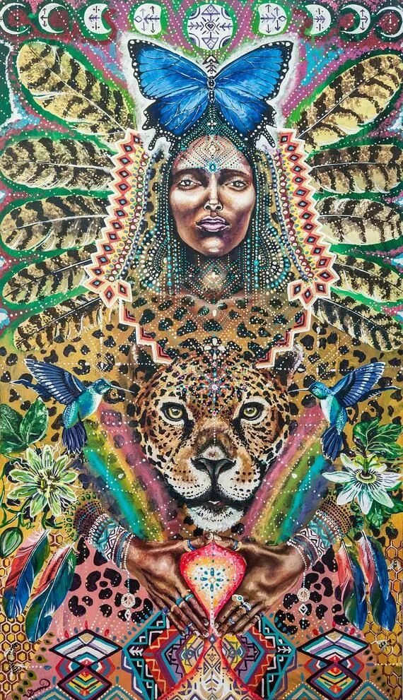 Painted over. Женщина с ягуаром картина. Баба с ягуаром. Ягуар медитирует. Женщина-Ягуар и мудрость дерева бабочек.