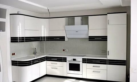 Кухня бело черный глянец