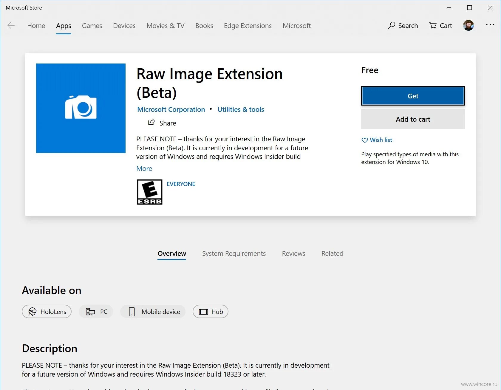 Require windows. Microsoft store beta. microsoft raw image extension. windows insider. windows 10 insider.