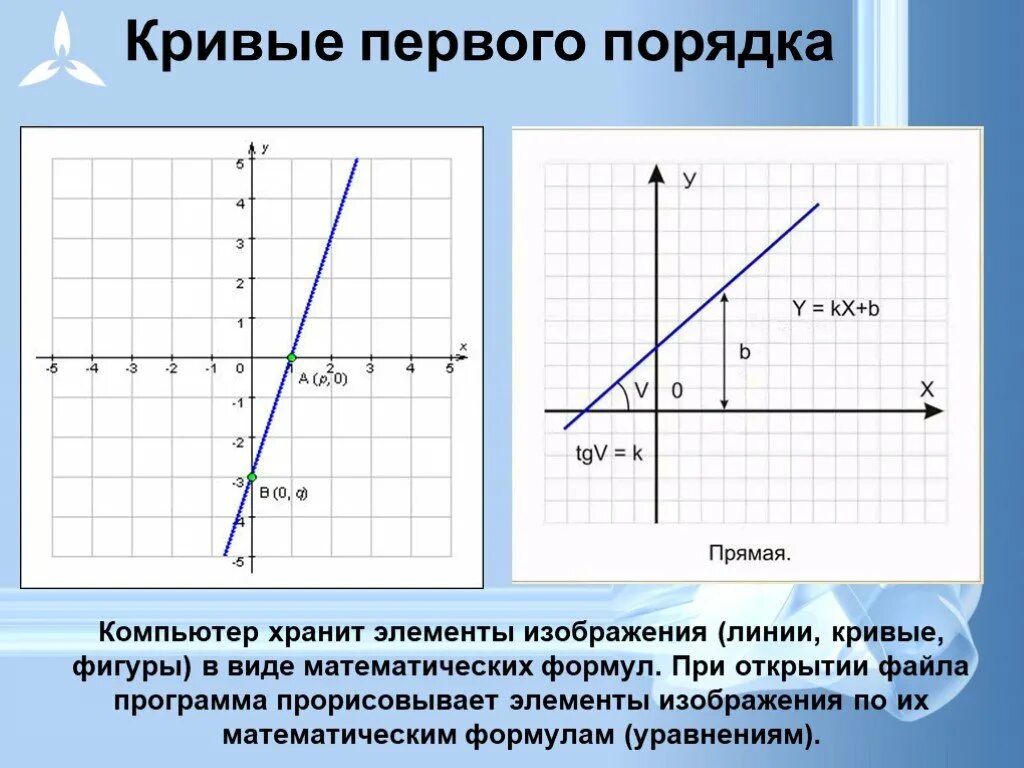 В каком классе изучают графики. Кривые первого порядка. Прямые первого порядка. Линии первого порядка. Кривые линии первого порядка.