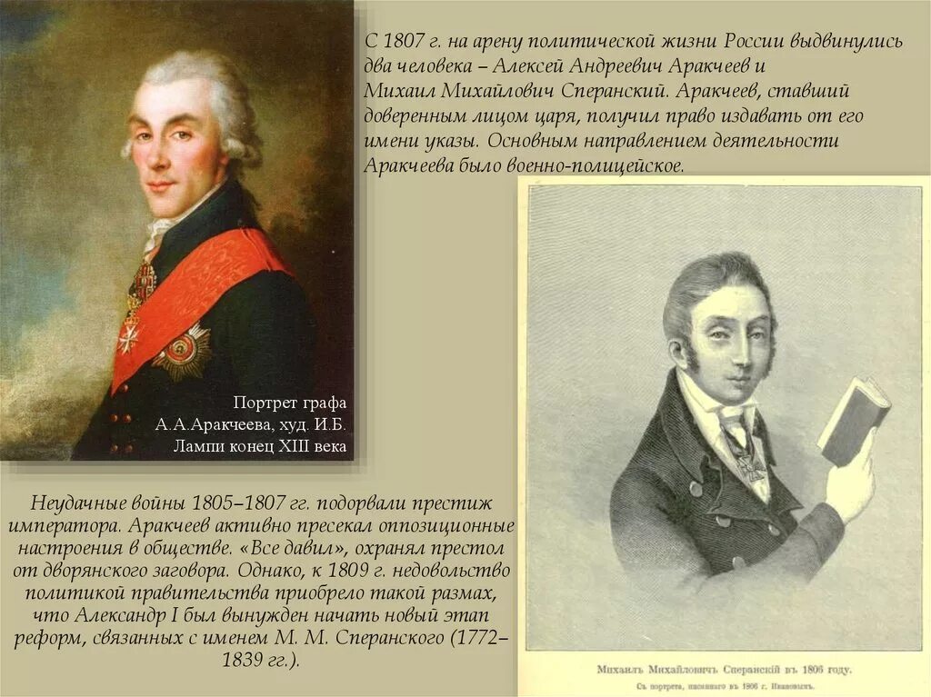 Министры при александре 1. Портрет Аракчеева Алексея Андреевича.