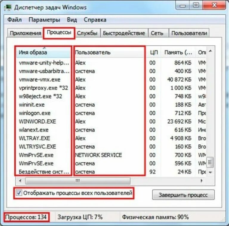 Список пользователей windows. Диспетчер задач windows 7. диспетчер задач процессы. диспетчер задач 7. отображение процессов в диспетчере задач.