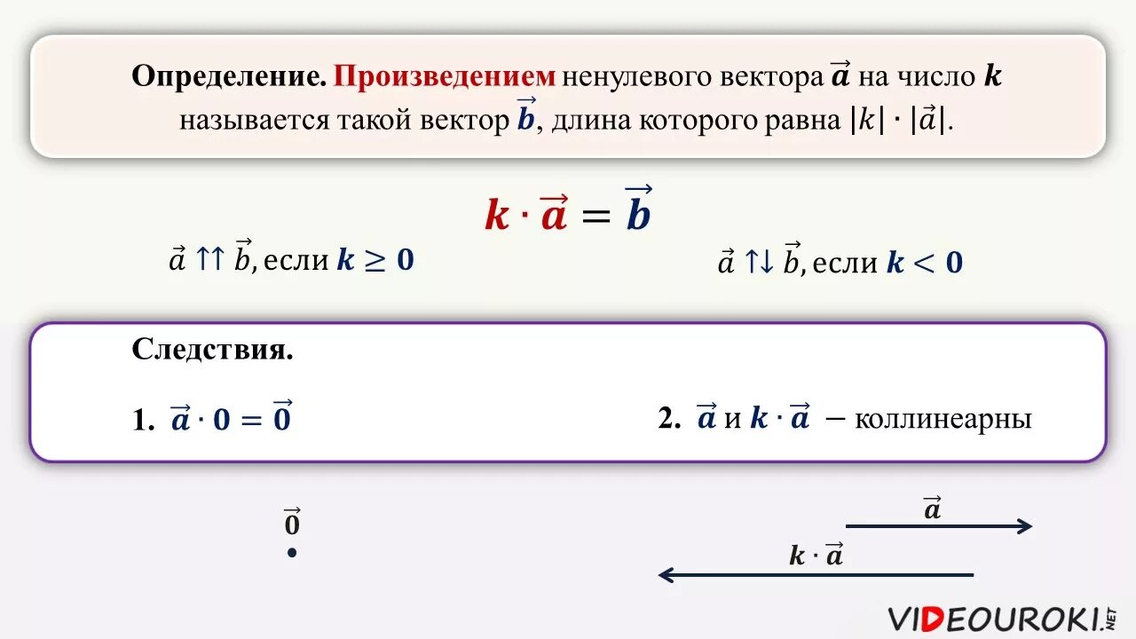 Произведение вектора на число. Произведение ненулевого вектора на число. Определение произведения вектора на число. Что называется произведением вектора на число. Даны 8 произведений