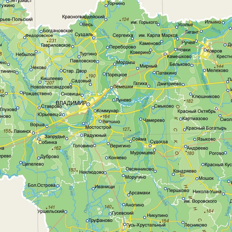 Карта владимира купить. Карта Владимирской области. Карта Владимирской области подробная с деревнями. Карта области Владимирской области. Карта владиммрской обл..