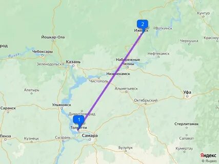 Нижнекамск тольятти расстояние