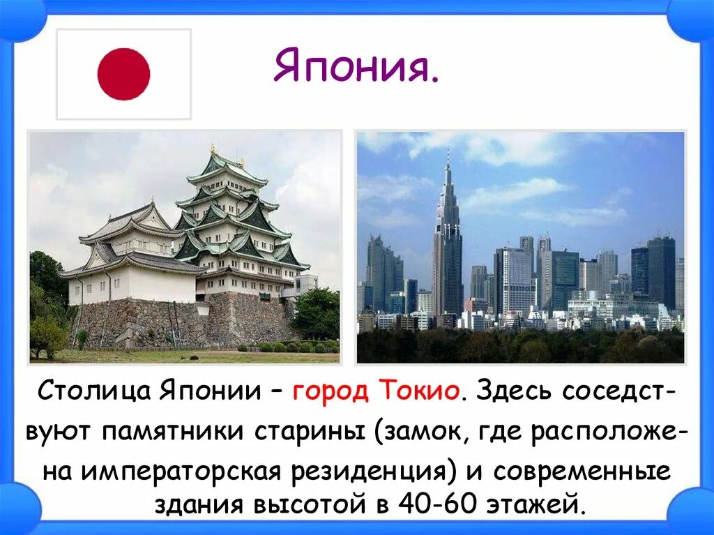 Столица Японии презентация. Достопримечательности Японии проект. Япония столица Токио информация. Краткий рассказ о странах