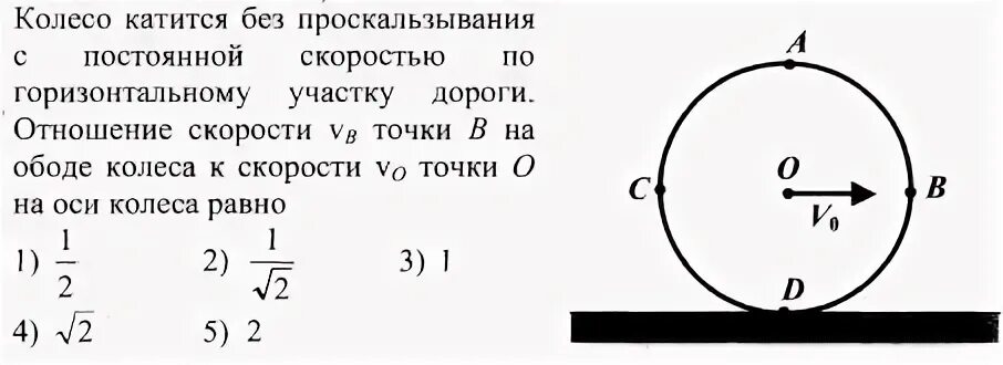 Колесо катится без проскальзывания с постоянной скоростью