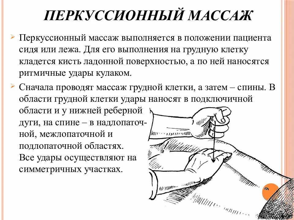 Как делать массаж отхождение мокроты. Перкуссионный массаж грудной клетки алгоритм. Перкуссионный массаж для отхождения мокроты. Проведение перкуссионного массажа грудной клетки. Техника перкуссионного массажа грудной клетки.