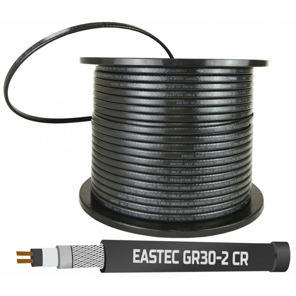 Саморегулирующий кабель купить. EASTEC gr 30-2 CR. EASTEC gr 30-2cr c УФ. Греющий кабель EASTEC gr 30-2 CR C УФ. Греющий кабель саморегулирующийся SAMREG 24-2cr 5 м.