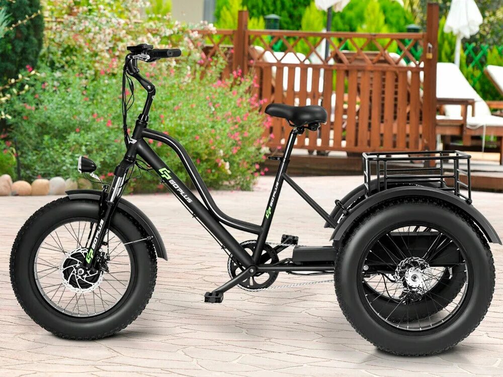 Трехколесный электровелосипед карго 500w. Трицикл 20" fat Bike Freedom. Электровелосипед трайк фэт. Трехколесный электро фэтбайк.
