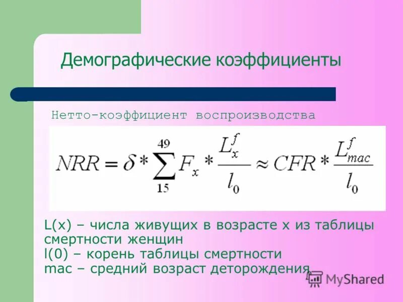 Показатель вариации размах. P среднее. Демографические коэффициенты. Показатели воспроизводства населения. P среднее.