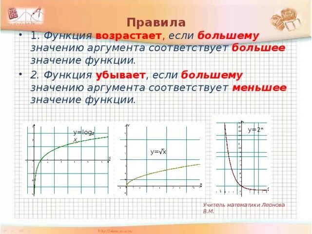 Значение y соответствующее значению x. Большему значению аргумента соответствует большее значение функции. большему значению аргумента соответствует меньшее значение функции. функция возрастает если. функция возрастает если большему значению аргумента соответствует.