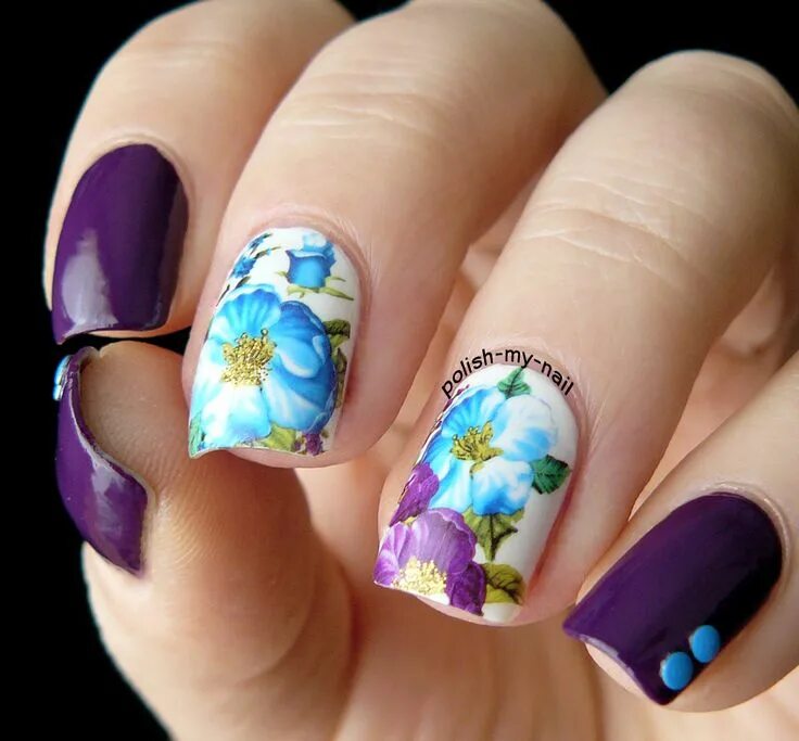 Маникюр с большими цветами Pin på nails Naglar
