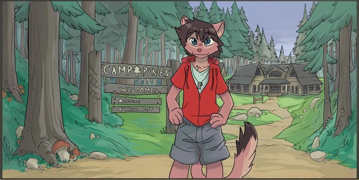 Camp Pines Domovoi. Фурри лагерь. Camp фурри. Pinewoods иллюстрация.