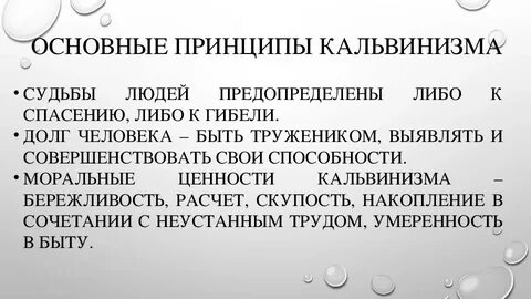 Основные идеи кальвинизма 7 класс