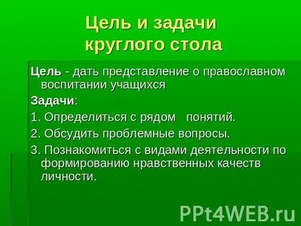 Цель и задачи круглого стола