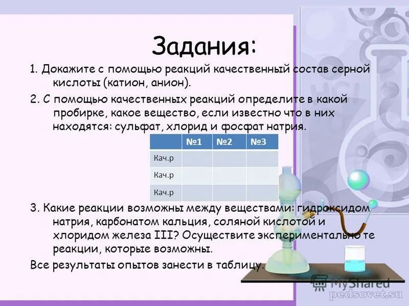 качеств реакция серной кислоты.