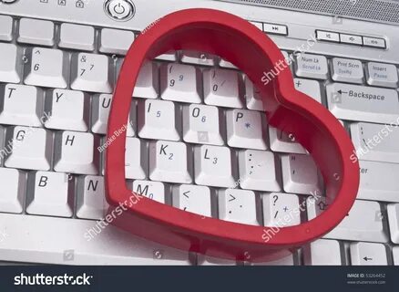 Love On The Internet Concept With A Laptop Computer Keyboard And Heart 