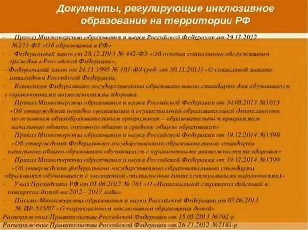 Документы инклюзивного образования