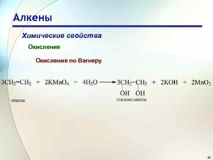 Реакция Вагнера Алкены. Алкены химические свойства окисление. Окисление по Вагнеру. Окисление алкенов реакция Вагнера. Реакция окисления вагнера