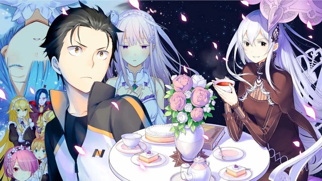 Re zero 2 жизнь. Ре зеро субару и ехидна. ведьмино чаепитие ре зеро. re zero 2 season. ре зеро ехидна и субару арты.