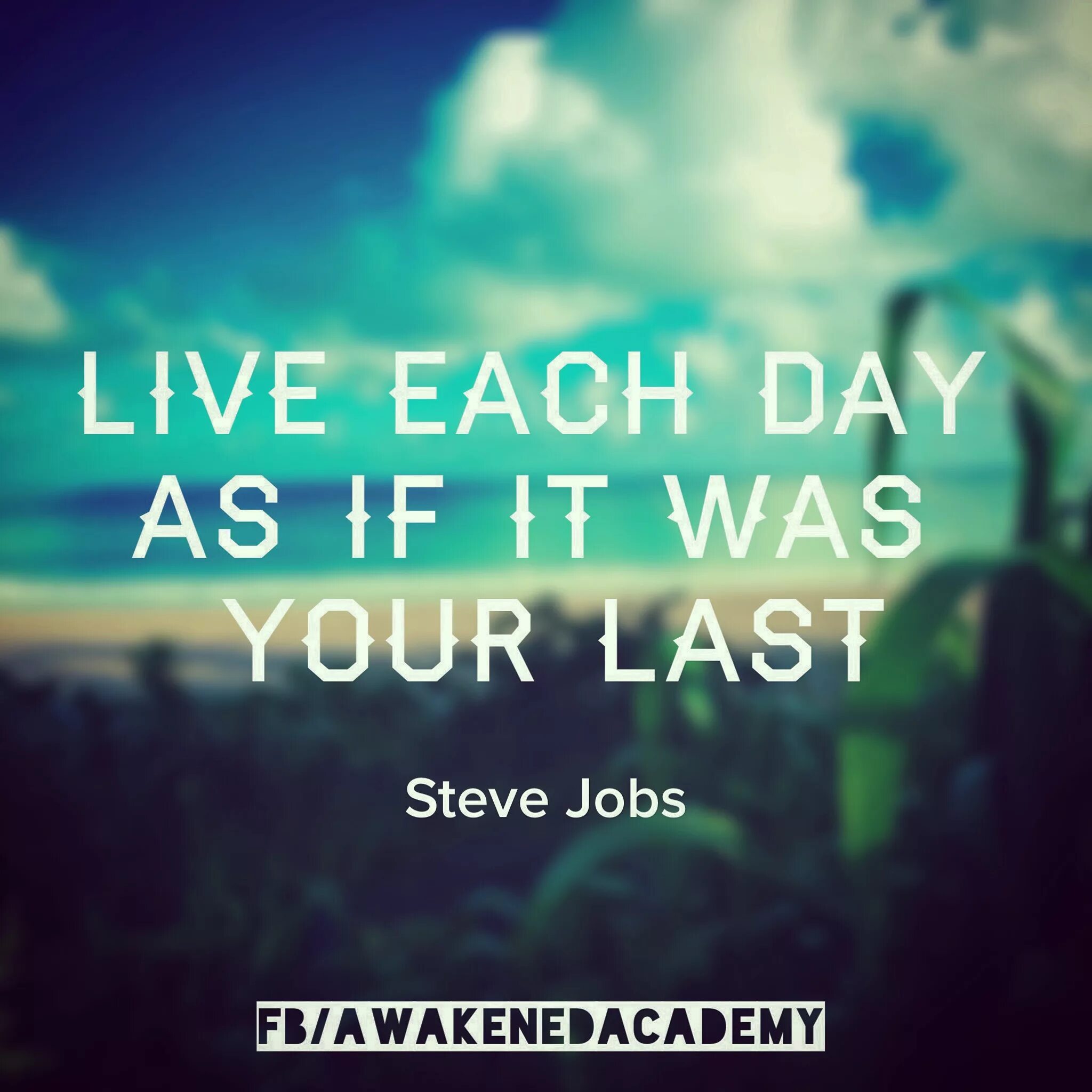 Live each. Each Day. If you Live each Day as if it was your last Steve jobs. Each Day goes by. Live each Day as if it’s your last..