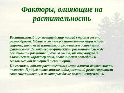 Факторы влияющие на растительный и животный мир