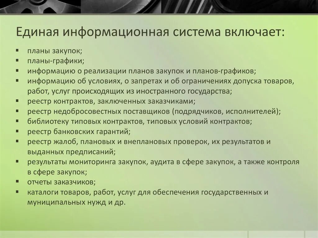 Единая информационная система включает