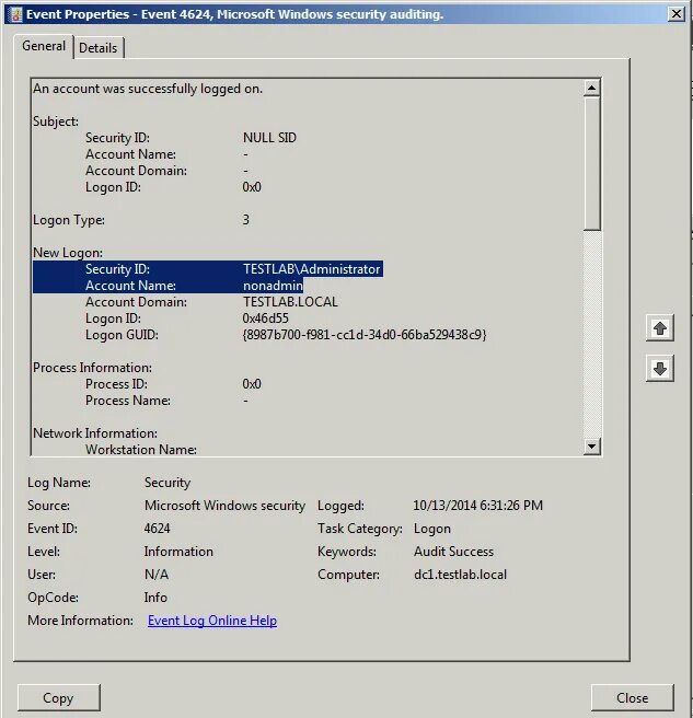 Event properties. Windows event ID list. Logon Type. Event ID Security.