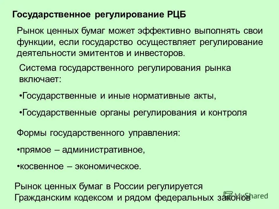 Рынок ценных бумаг в рф