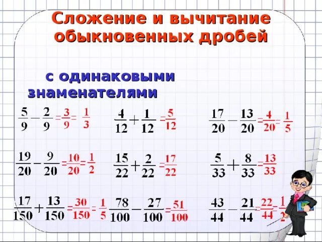 Сложение дробей с одинаковыми знаменателями 5 класс примеры. Сложение и вычитание дробей с одинаковыми знаменателями 5. Сложение вычитание обыкновенных дробей с одинаковыми знаменателями. Сложение дробей с одинаковыми знаменателями примеры. Сложение и вычитание дробей математика 4 класс