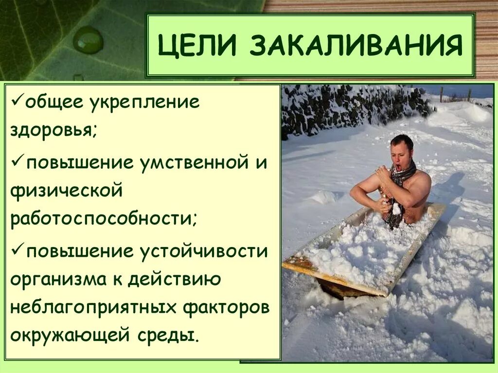 Закаливание низким температурам. Закаливани еогранизма. Цель закаливания. Процедуры для закаливания организма. Способы закаливания организма.