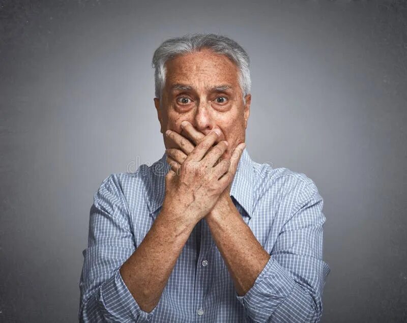 The old man is frightened