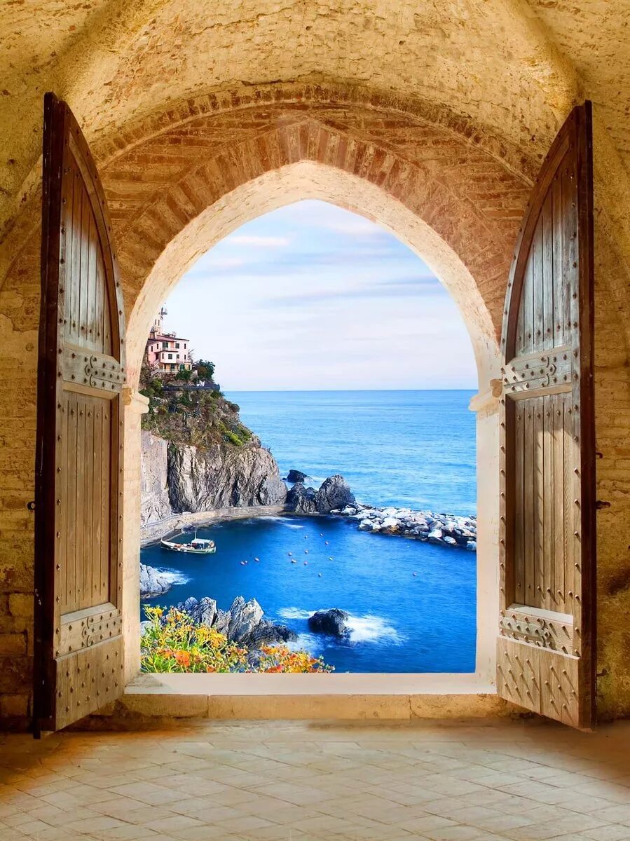 Арка море. Арка с видом на море. Фреска арка с видом на море. Фотообои окно с видом на море. Фотопанно на стену.