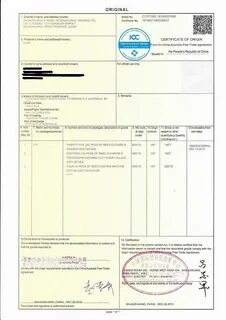 Certificate of origin