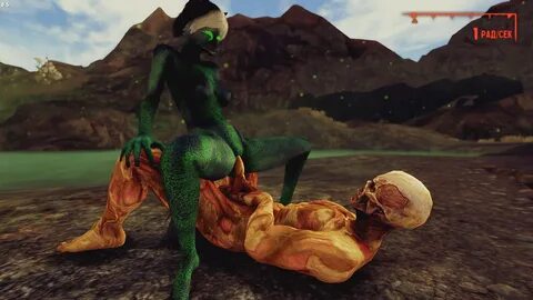 ghoul (fallout), fallout, 3d, anthro, black fur, black hair, breasts, canin...