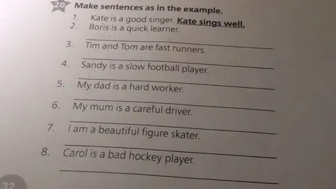 Make up sentences as in the example