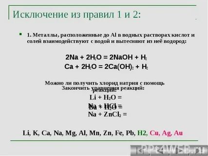 Цинк вытесняет металл из
