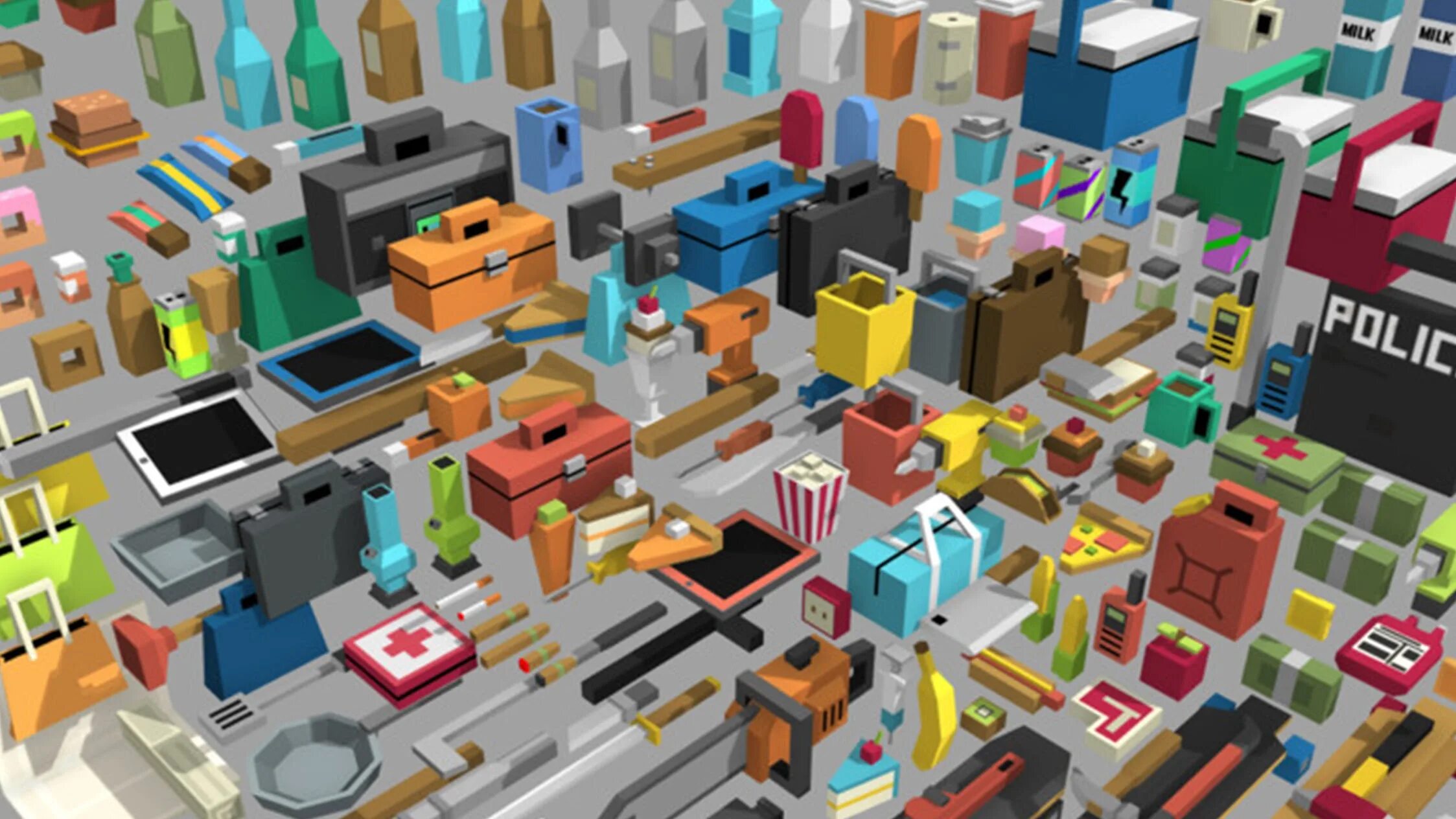 Simple items. Simple town assets. unity asset store assets. simple airport unity asset.