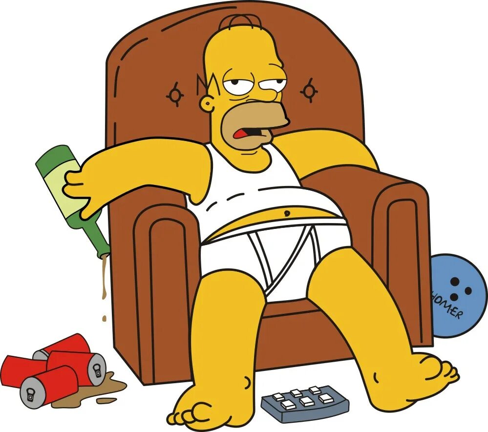 Гомер симпсон на диване. Гомер на диване с пивом. Гомер симпсон в кресле.