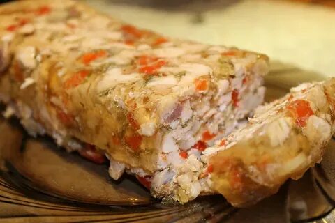 Мраморный рулет из курицы с желатином