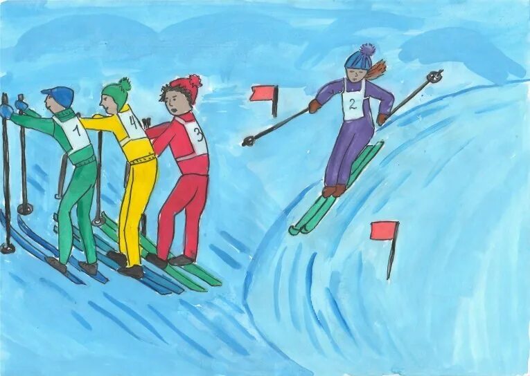 Лыжник 3 класс. Рисунок на тему спорт. Детские рисунки про спорт. Рисование спорт. Рисование на тему спорт.