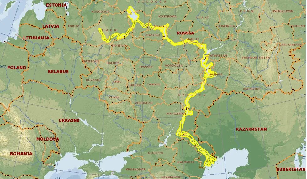 What are the longest russian rivers. Волга на карте россии с городами. где проходит волга в москве. the basin of the volga includes most of western russia огэ.