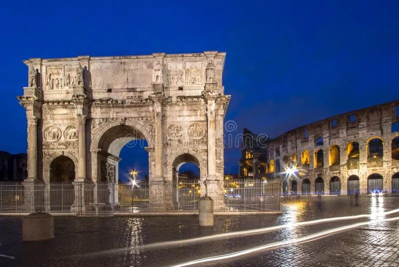 Свод рим. Колизей и арка Константина. Колизей и Триумфальная арка Италия. Вид на Колизей и арку 1743. Картина арка ночь Рим.