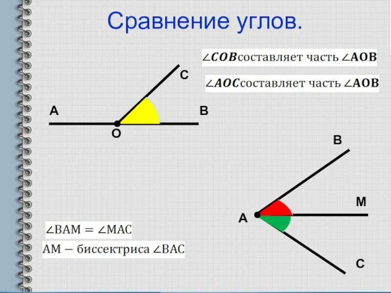 1 сравнение углов. Сравнение углов. Сравнение отрезков и углов. Сравнение углов 7 класс геометрия. Сравнение отрезков и углов 7 класс геометрия.