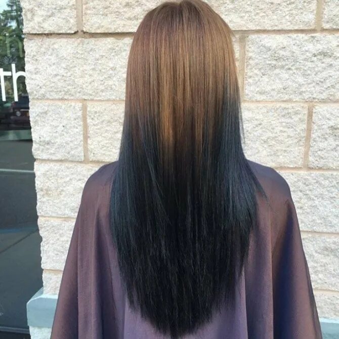 омбре на волосах. коричневые кончики. коричневые кончики. омбре на темно каштановые волосы. черные кончики.