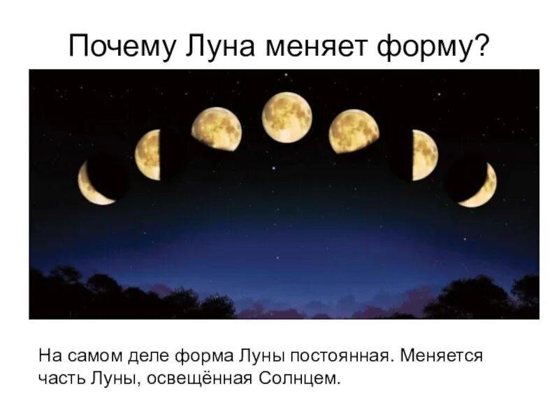 Форма Луны. Луна бывает разной формы. Почему Луна меняет форму. Почему Луна месяц. В течение месяца группа из